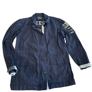 ​Lakegirl Navy Canvas Nautical Boating Deck Jacket Swivel‎ Clasp Field Coat M